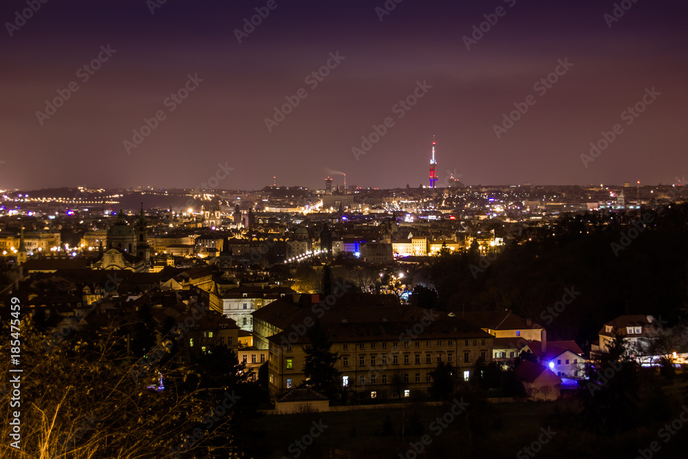 Night view of prague from the top