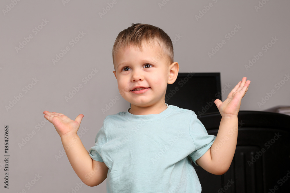 portrait of baby with arms raised. portrait of baby with arms raised.