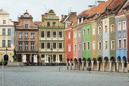 view of empty main square Stary Rynek at Poznan