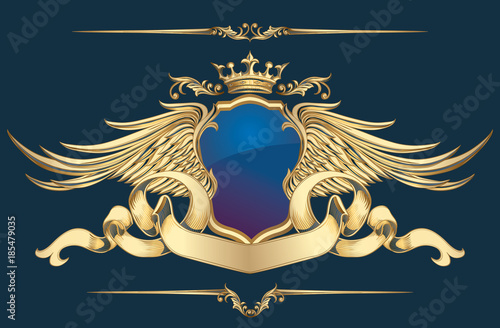 Golden decorative vinged insignia