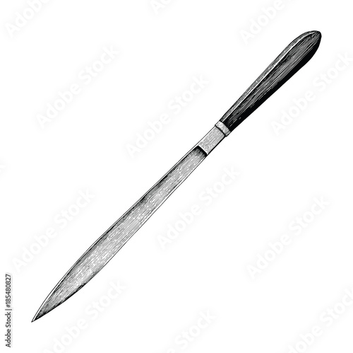 Vintage medical for amputation hand drawing engraving style