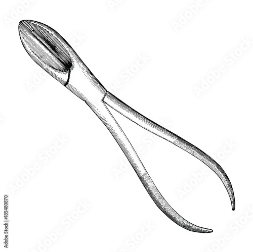 Vintage medical for amputation hand drawing engraving style