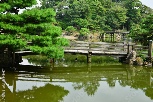 Hikone, Japan - august 9 2017 : historical Genkyuen park