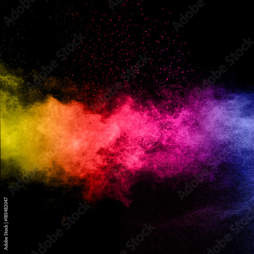 abstract color powder explosion on black background.abstract Freeze motion of color powder splash. © Pattadis
