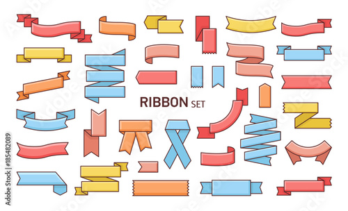 Set of colorful ribbons of different shapes