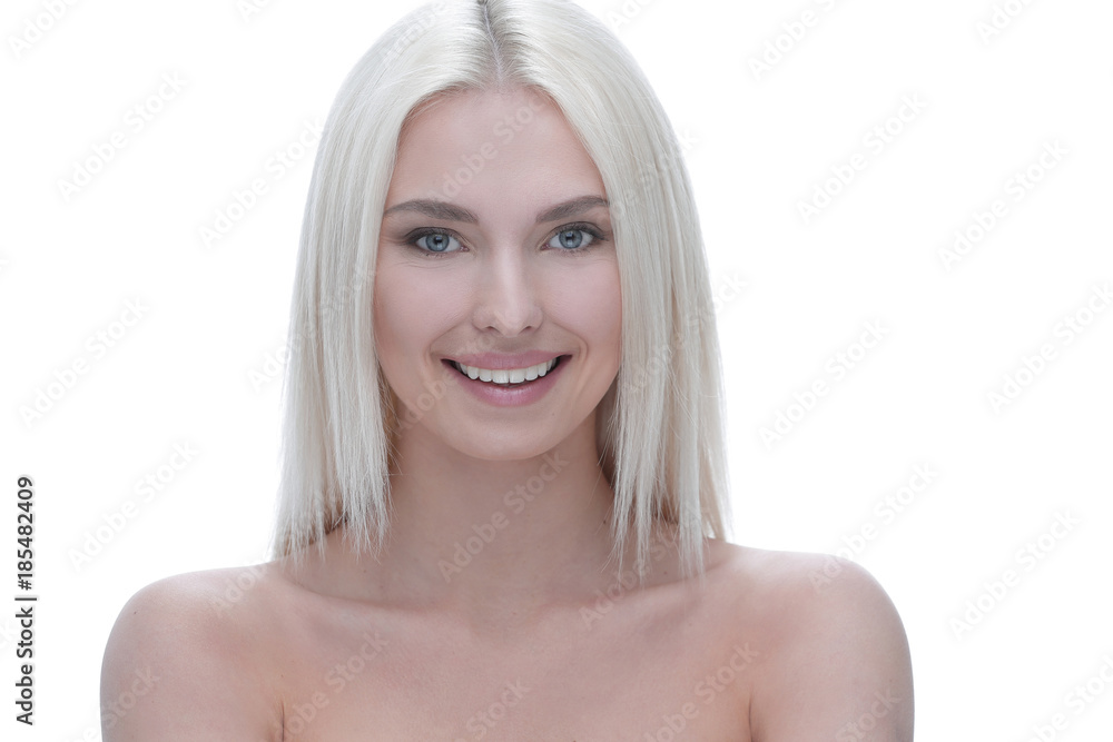 Fototapeta premium Face of a well-groomed modern young woman with proper make-up