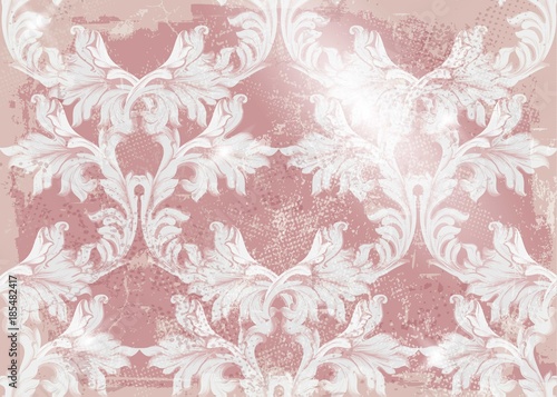 Baroque pattern old fabric background Vector. Vintage ornament decor textures