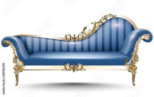 Baroque luxury bench. Rich Imperial style Furniture. Vector realistic 3D designs