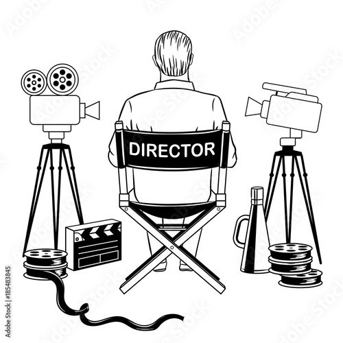 Stage director on set coloring book vector