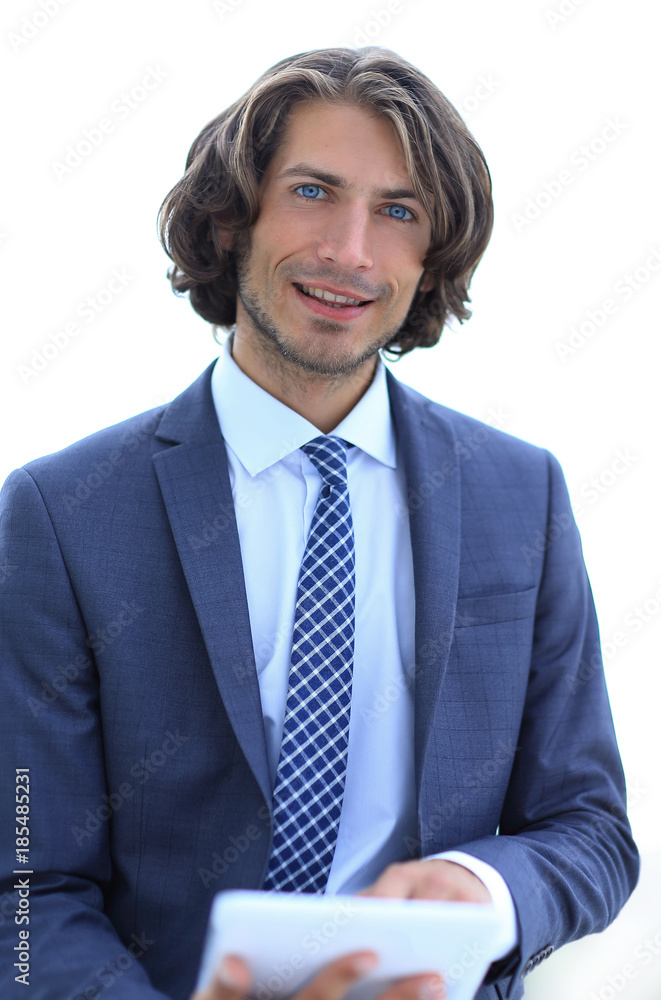 portrait of businessman with digital tablet portrait of businessman with digital tablet
