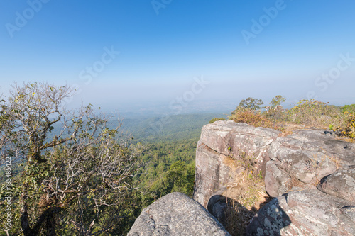 rock and landscape from viewpoint in Phu Hin Rong Kla