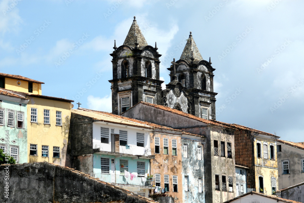 Naklejka premium Colonial architecture of Salvador - Pelourinho, Brazil. 2017