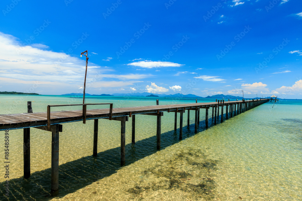 Wood bridge at the sea