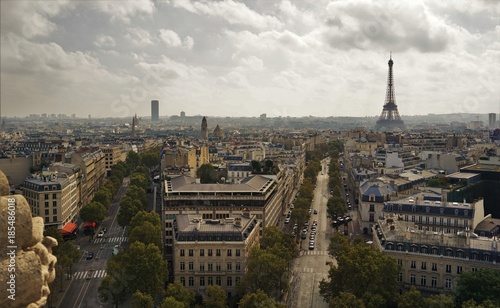 Cityscape of Paris, France from the Arc de Triomphe