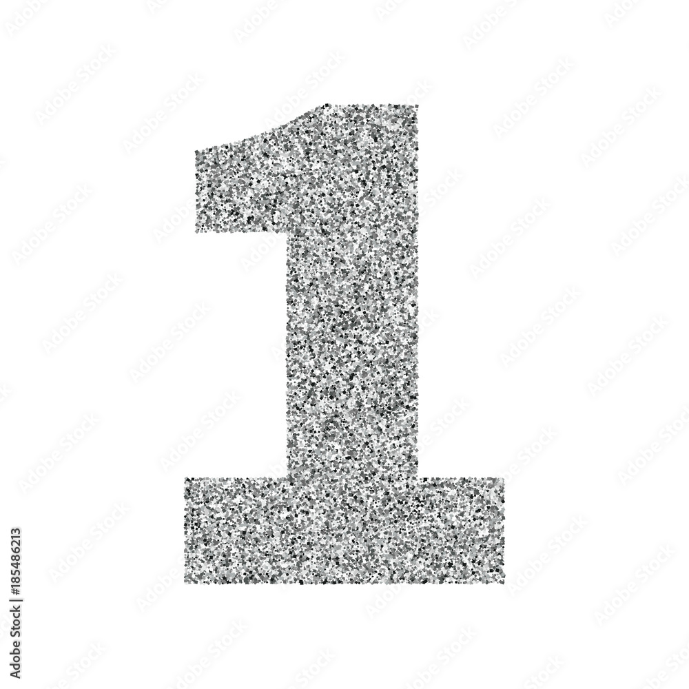 Silver glitter alphabet number 1 Stock Vector | Adobe Stock
