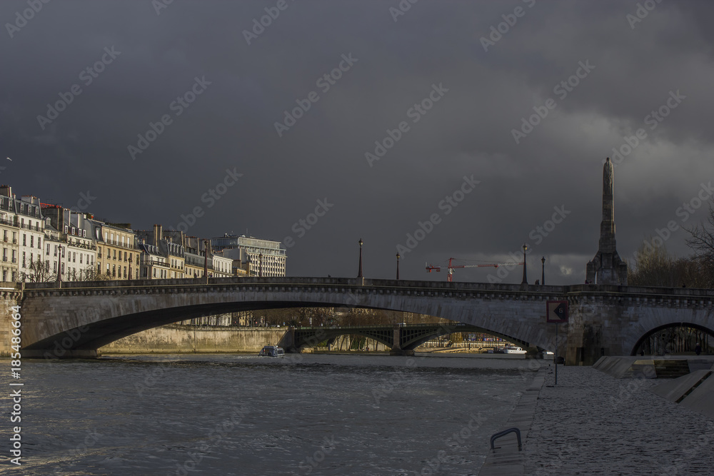 Fototapeta premium Paris with storm aproaching