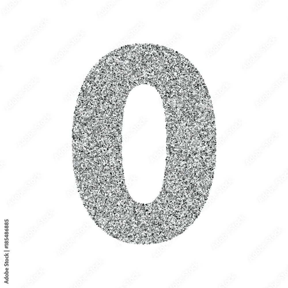 Silver glitter alphabet number 0 Silver glitter alphabet number 0