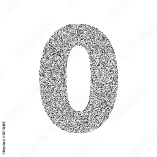 Silver glitter alphabet number 0