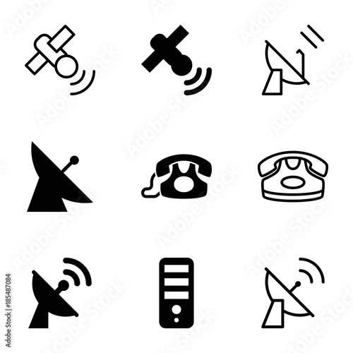 Telecommunication icons. set of 9 editable filled and outline telecommunication icons