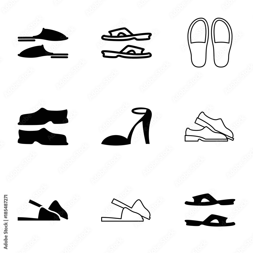 Obraz premium Sandals icons. set of 9 editable filled and outline sandals icons