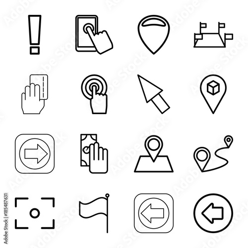 Point icons. set of 16 editable outline point icons