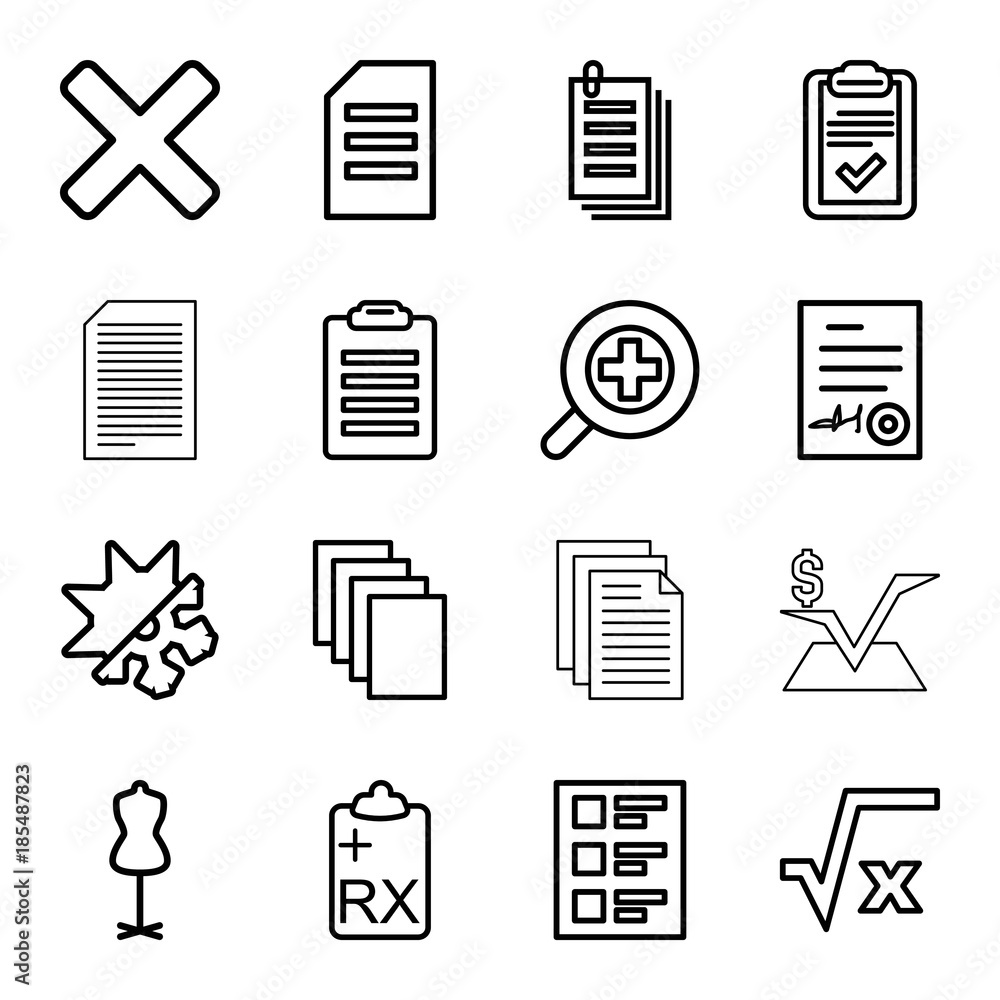 Form icons. set of 16 editable outline form icons Form icons. set of 16 editable outline form icons