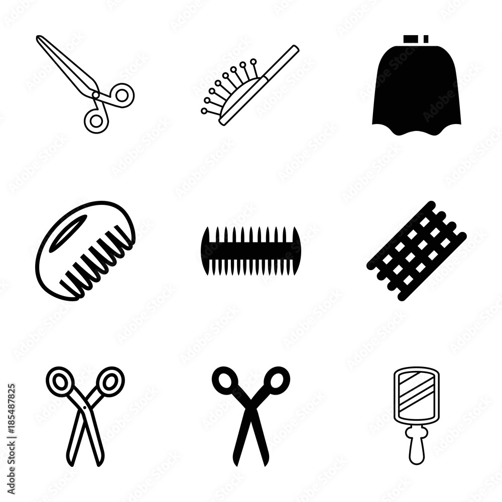 Hairdresser icons. set of 9 editable filled and outline hairdresser icons Hairdresser icons. set of 9 editable filled and outline hairdresser icons