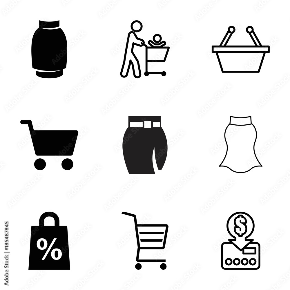 Shopping icons. set of 9 editable filled and outline shopping icons Shopping icons. set of 9 editable filled and outline shopping icons