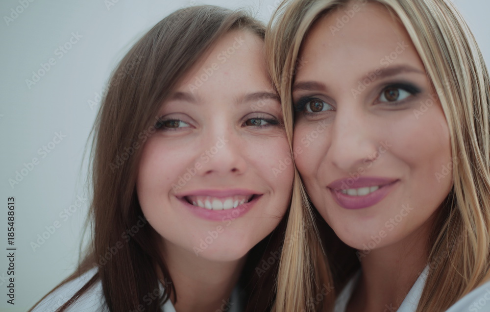 Cheerful team of doctor and intern make selfie Cheerful team of doctor and intern make selfie