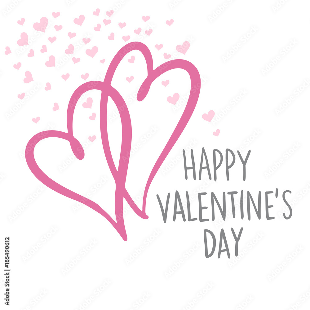 Happy Valentine's day lettering card. Vector illustration.