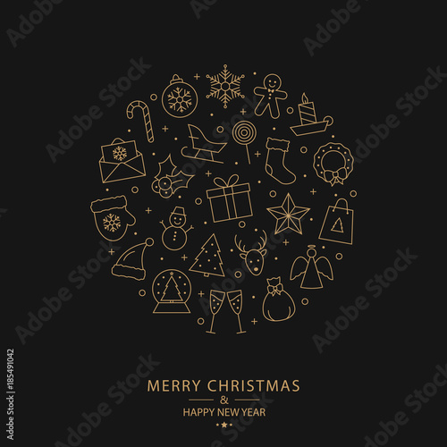 Christmas card of gold thin...