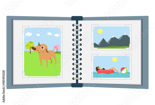 Fotoalbum mit Fotos Flat Design Icon