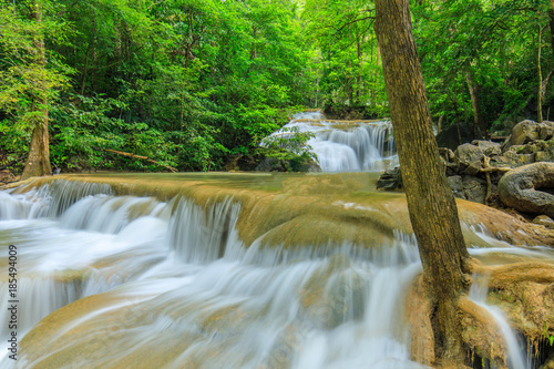 Huai-mae-kha-min waterfall  Beautiful waterwall in nationalpark of Kanchanaburi province  ThaiLand.