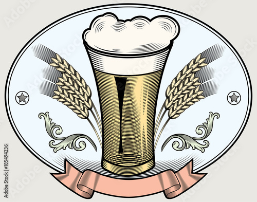 Glass of beer decorative emblem
