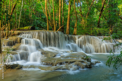 Huai-mae-kha-min waterfall  Beautiful waterwall in nationalpark of Kanchanaburi province  ThaiLand.