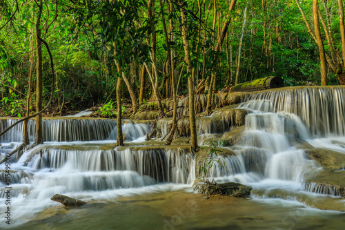 Huai-mae-kha-min waterfall  Beautiful waterwall in nationalpark of Kanchanaburi province  ThaiLand.