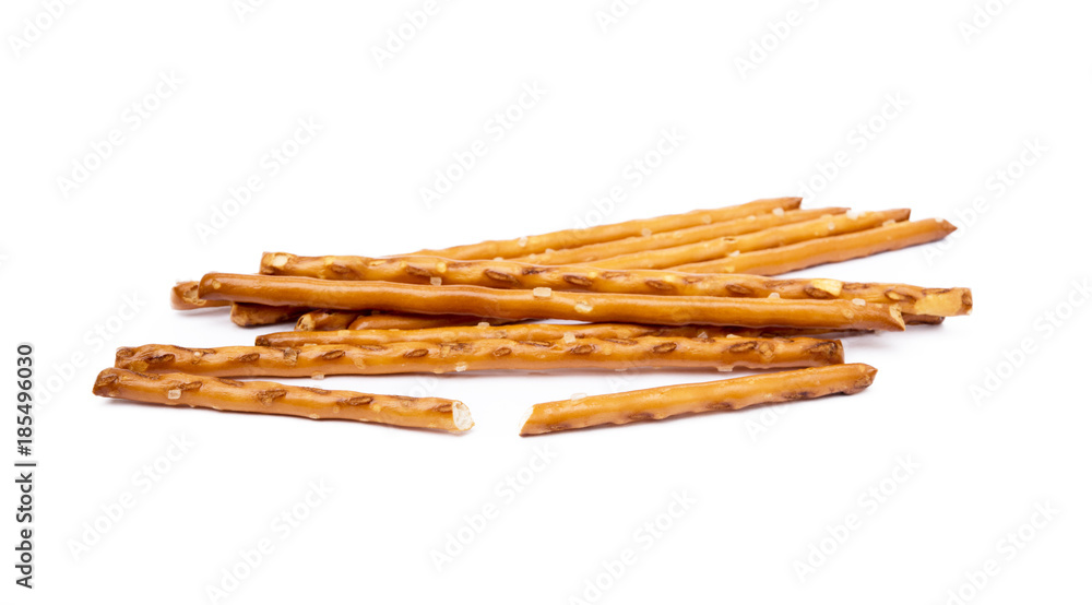 Salty cracker pretzel sticks isolated on white background Salty cracker pretzel sticks isolated on white background