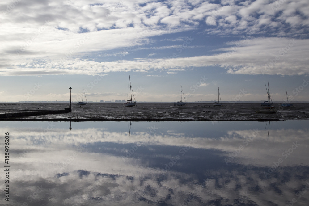Reflections at Leigh-on-Sea, Essex, England Reflections at Leigh-on-Sea, Essex, England