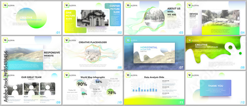 Clean, minimal presentation templates. Colorful elements on white background for your portfolio. Brochure cover vector design. Presentation slides for flyer, leaflet, brochure, report, advertising.