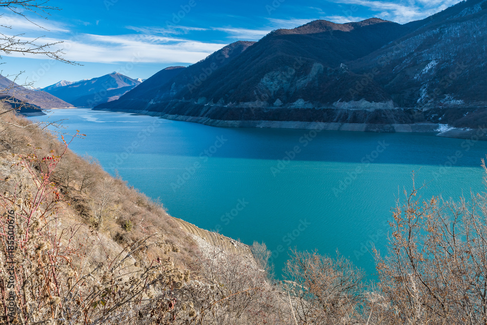 Zhinvali reservoir in Ananuri, Georgia