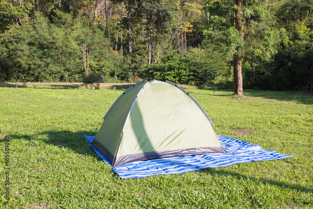 green camping tent on field