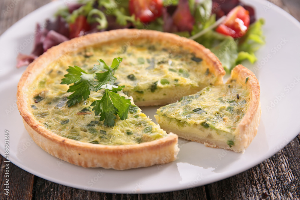 leek quiche and salad leek quiche and salad