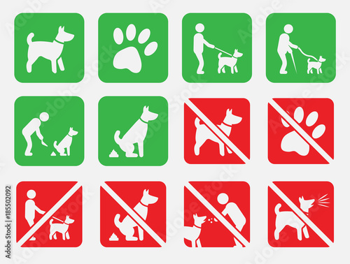 no dogs and dog allowed signs set