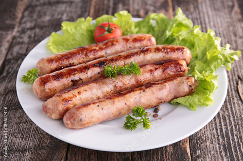 fried sausage and salad