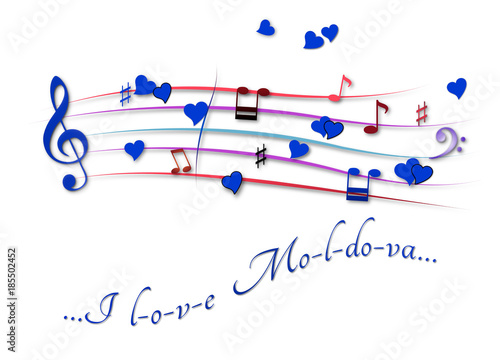 Musical score colored I love Moldova