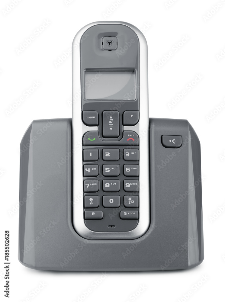 Front view of wireless dect phone on charging station Front view of wireless dect phone on charging station