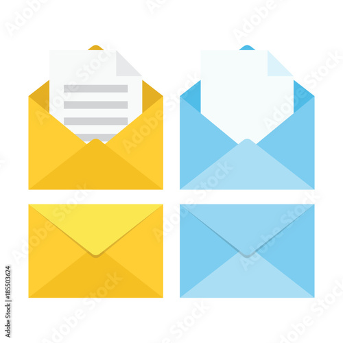 set of closed and open envelopes. Vector illustration photo
