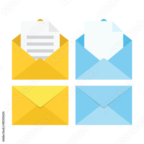 set of closed and open envelopes. Vector illustration