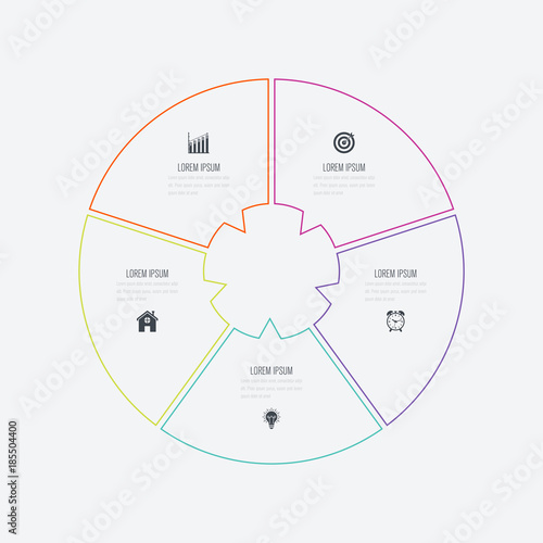 Infographics template 5 options with circle