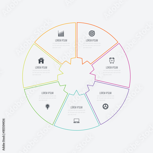 Infographics template 7 options with circle